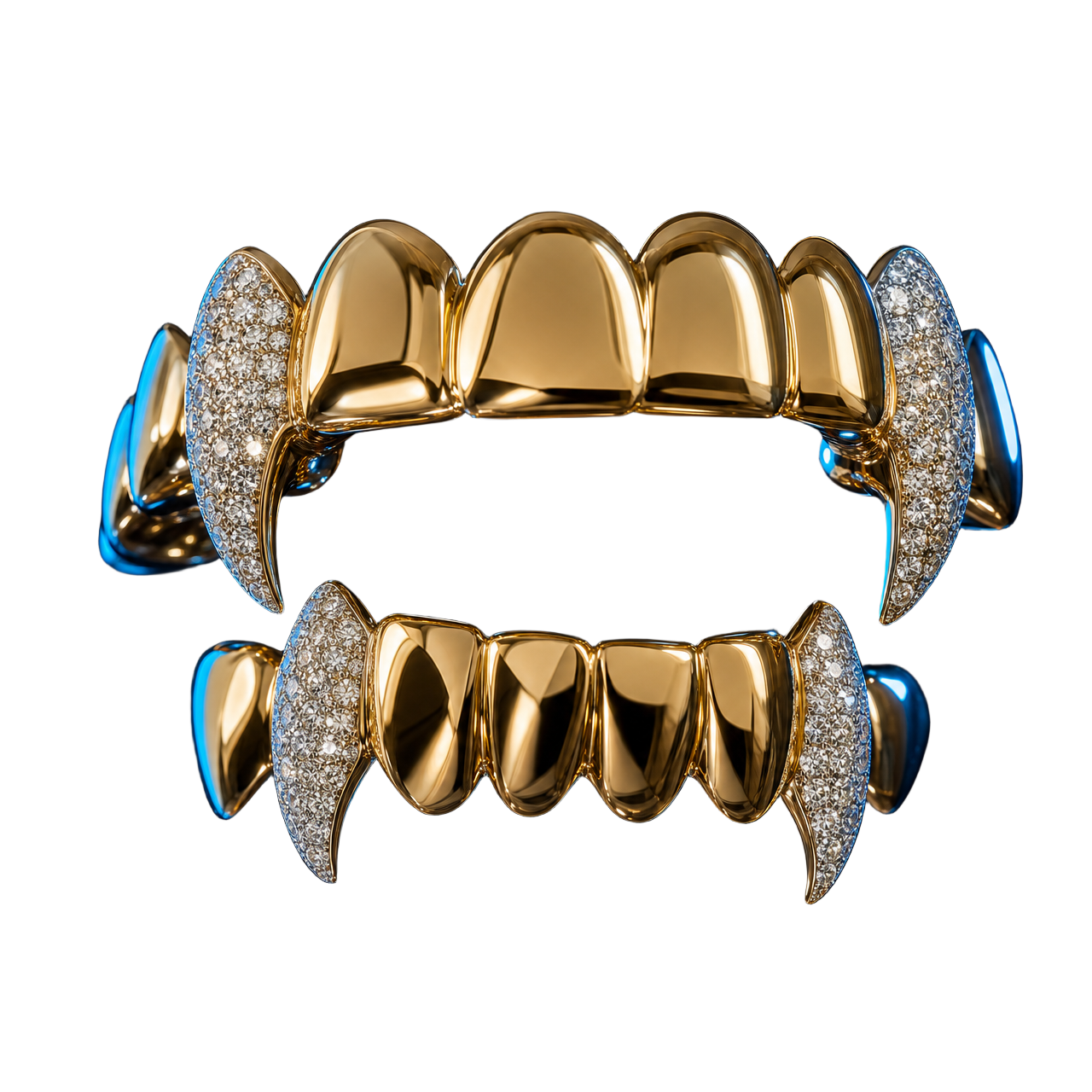 Custom two-tone gold grill with diamond fangs